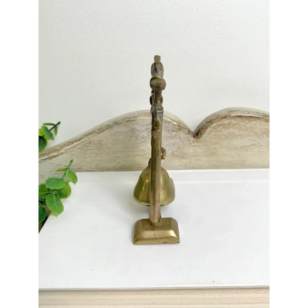 Vintage Lobeco Brass Pagoda Gong Miniature Bell With Striker Chinoiserie Decor